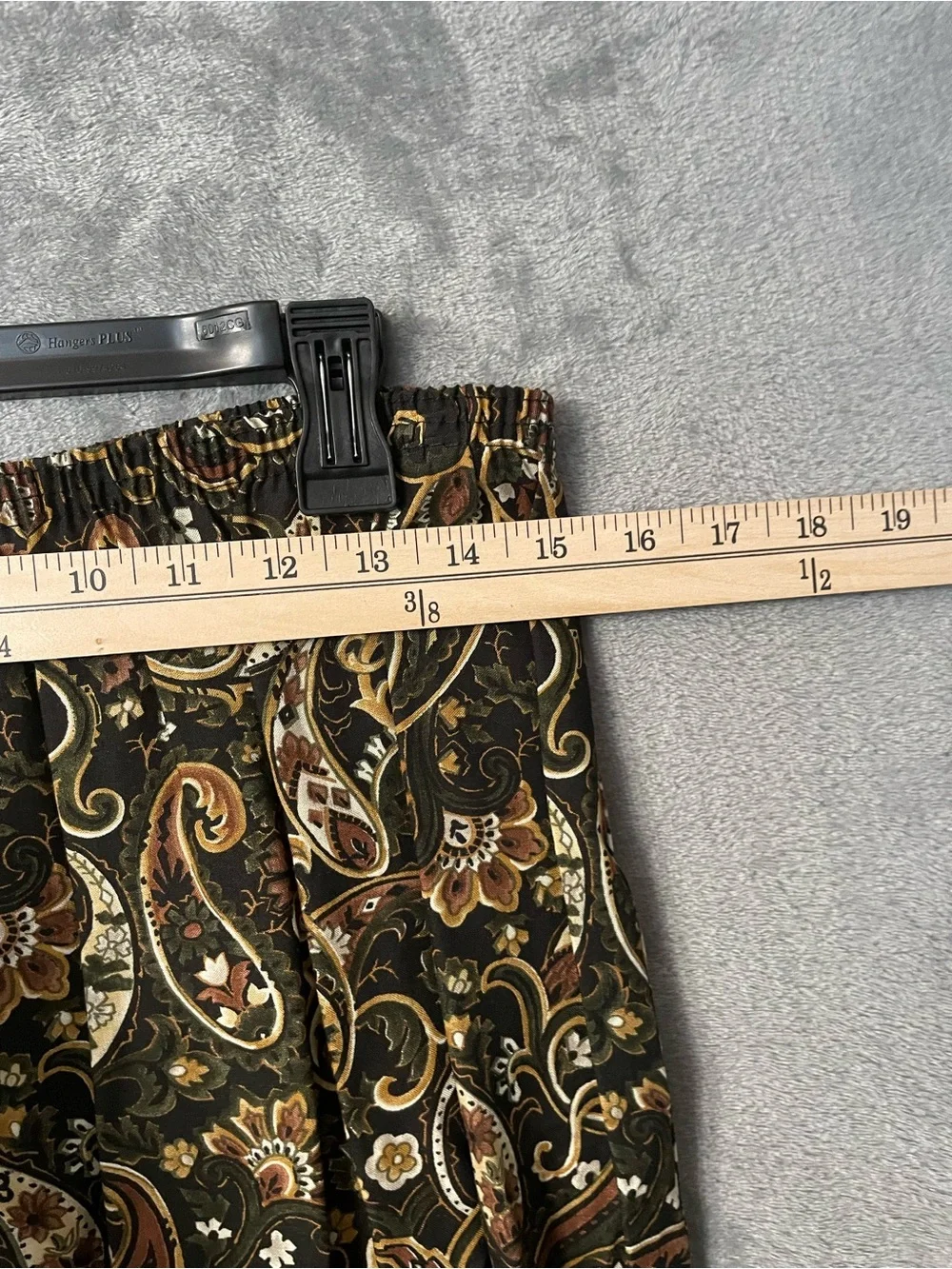 Liz Baker Olive Green Top with Paisley Brown Maxi Skirt Set